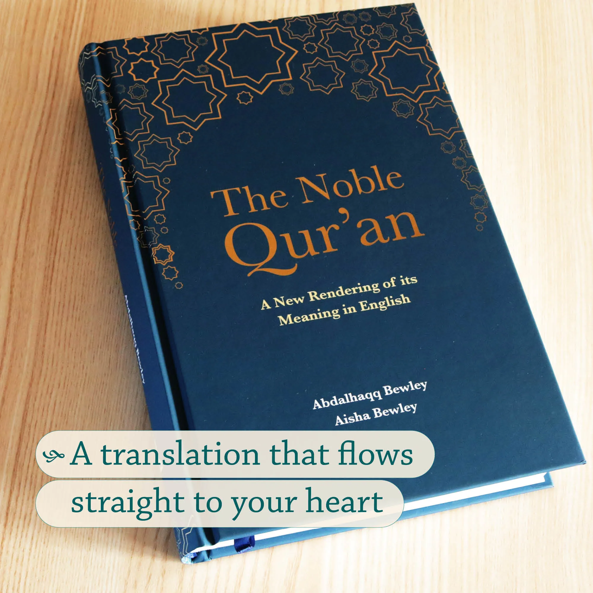 Front cover Photograph of The Noble Qur’an by Abdalhaqq & Aisha Bewley. English Qur’an translation by Ta-Ha Publishers