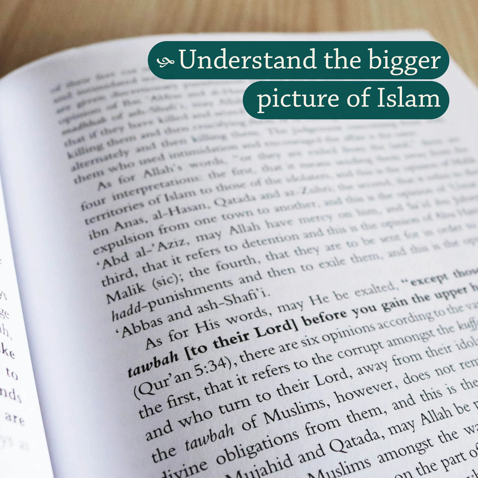 Page close up of Al Ahkam As-Sultaniyyah by Abu’l Hasan ‘Ali al-Mawardi, Dr Asadullah Yate. Islamic governance book by Ta-Ha Publishers