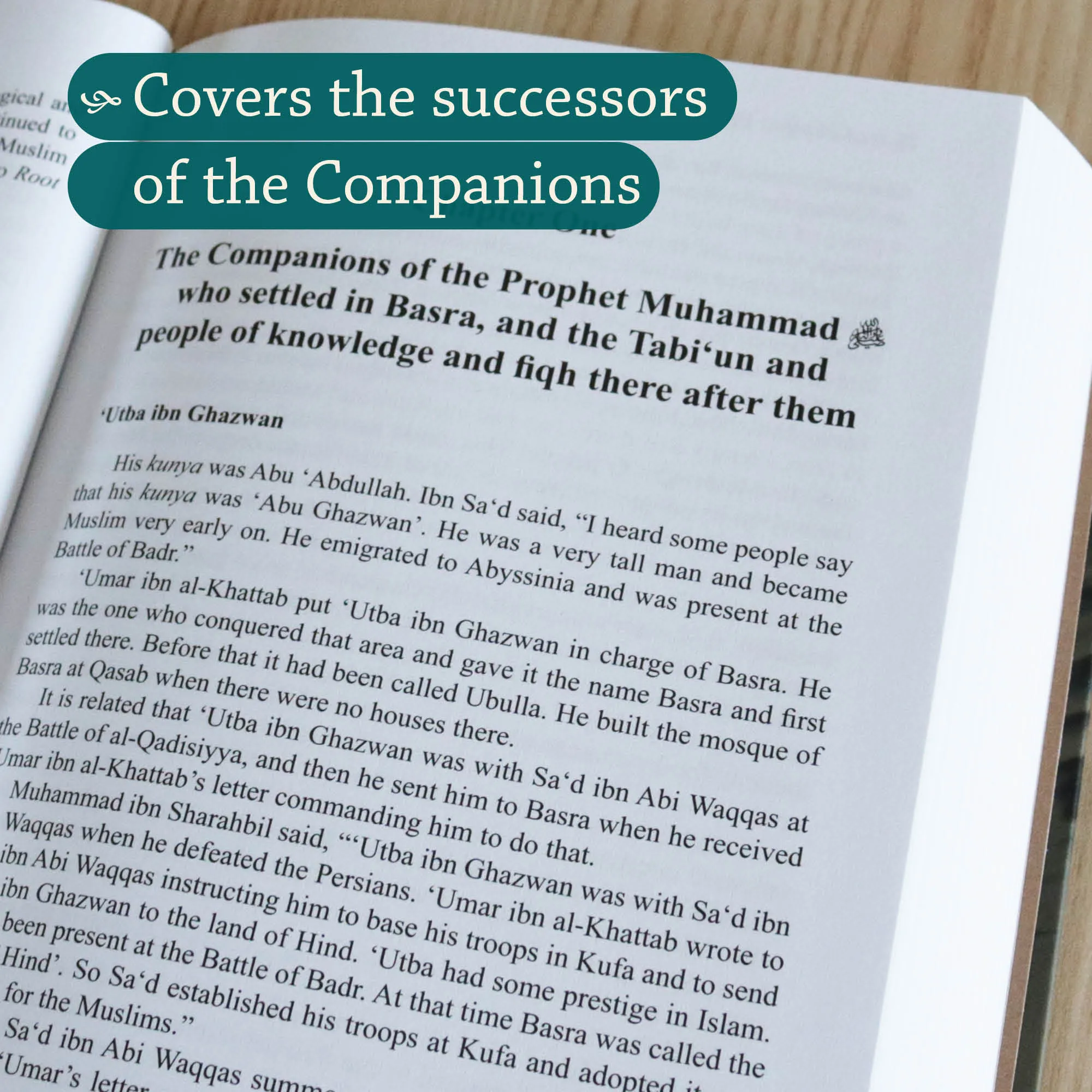 Inner spread of The Men of Madina III by Muhammad Ibn Sa’d, Aisha Bewley. Kitab at-Tabaqat by Ta-Ha Publishers