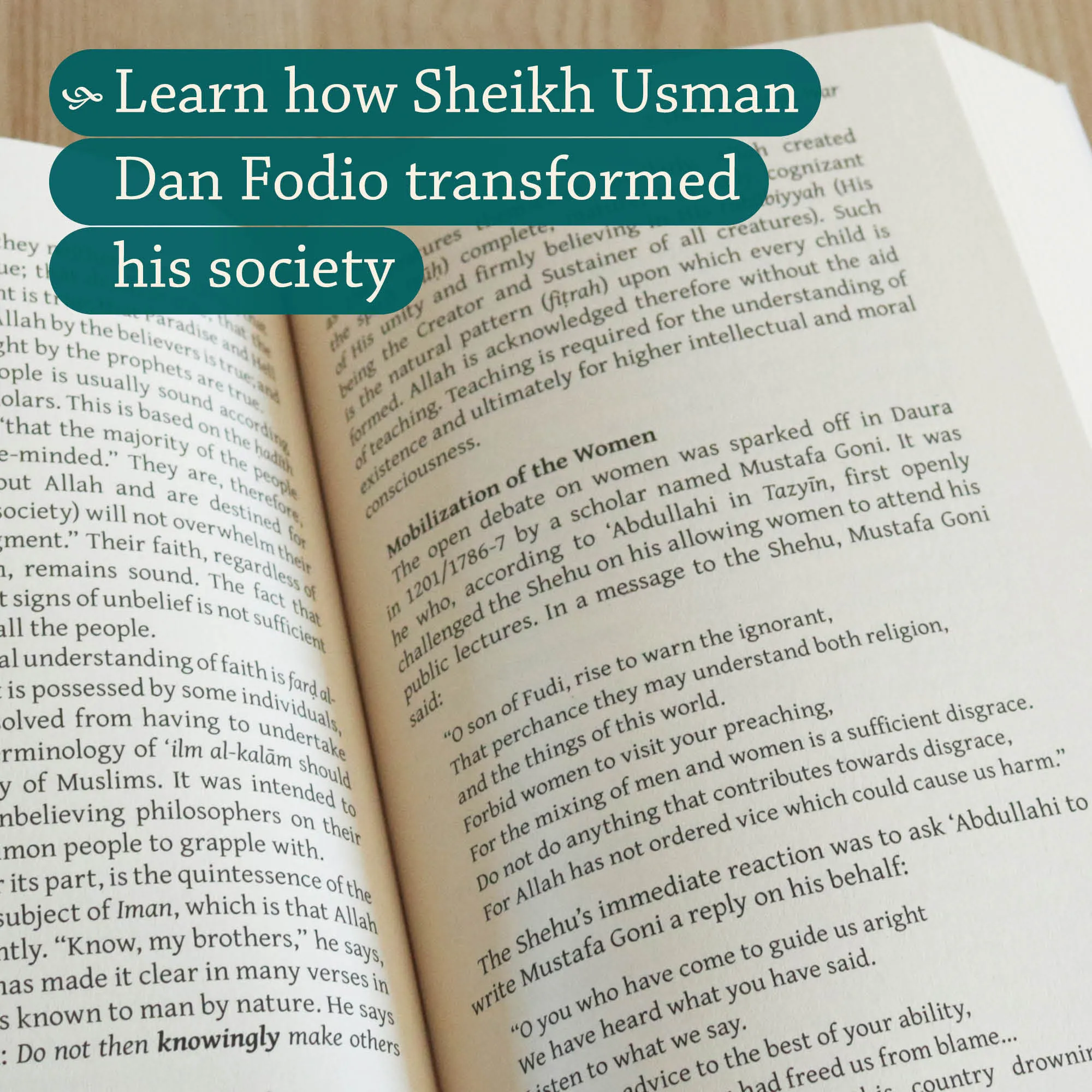 Inner spread of The African Caliphate, The Life, Works and Teaching of Sheikh Usman Dan Fodio by Ibraheem Sulaiman. African Islamic history by Ta-Ha Publishers