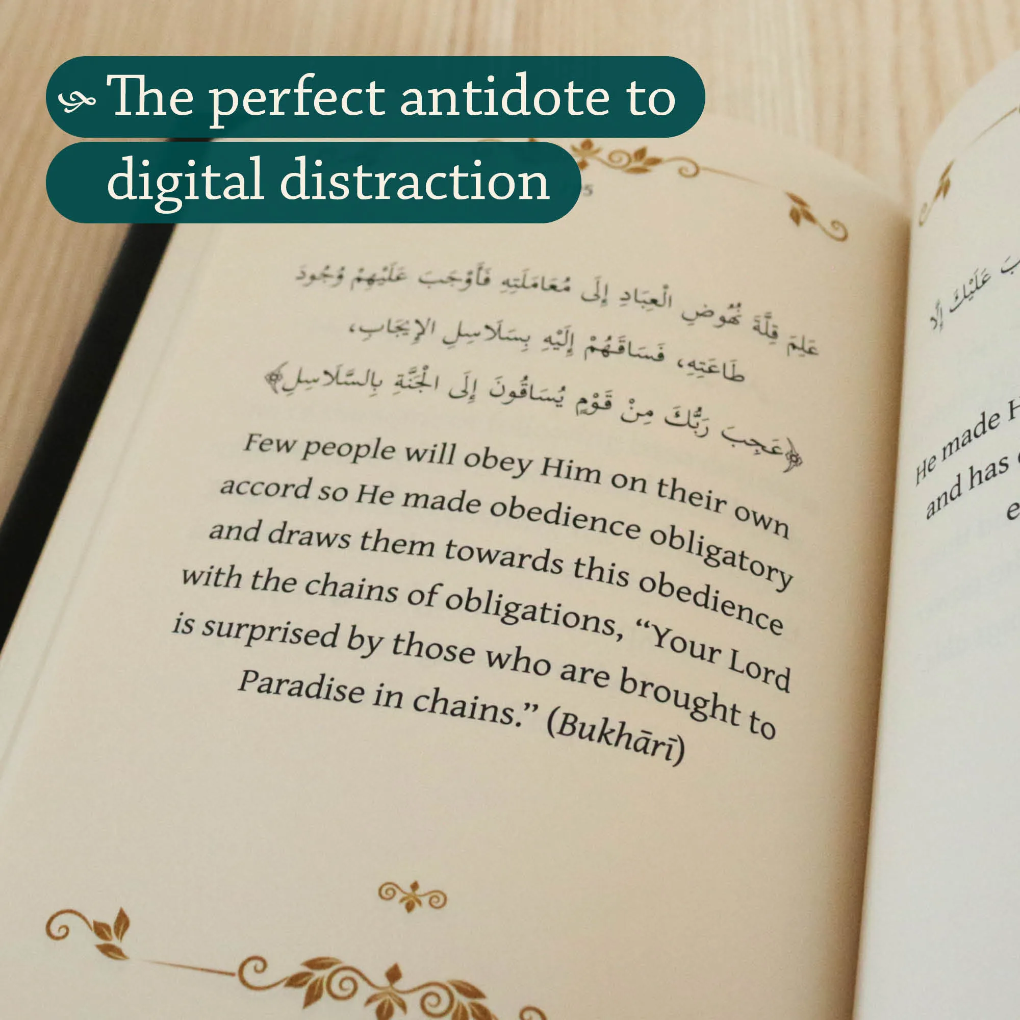 Inner spread of The Aphorisms of Ibn ‘Ata’ Allah by Tarek Elgawhary. The Hikam English translation by Ta-Ha Publishers