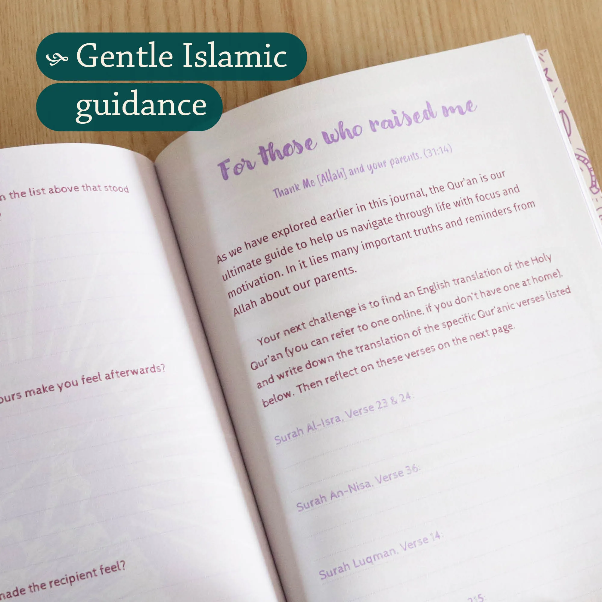 Inside Page of A Muslim Girl’s Journal to Life’s Big Changes by Rayhana Khan. Pre-teen girls’ Islamic journal by Ta-Ha Publishers