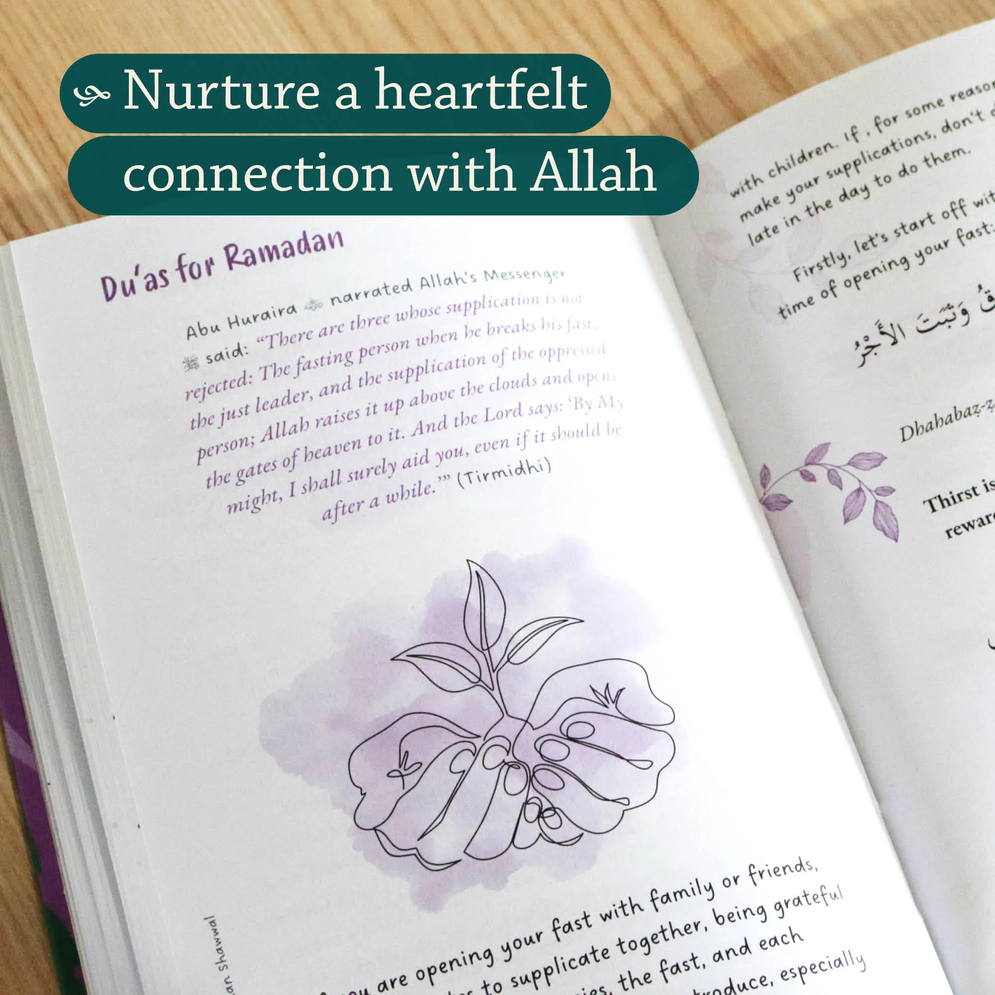 Inside spread of Sha‘ban, Ramadan, Shawwal by Nabeelah Niaz. Ramadan guide for women by Ta-Ha Publishers