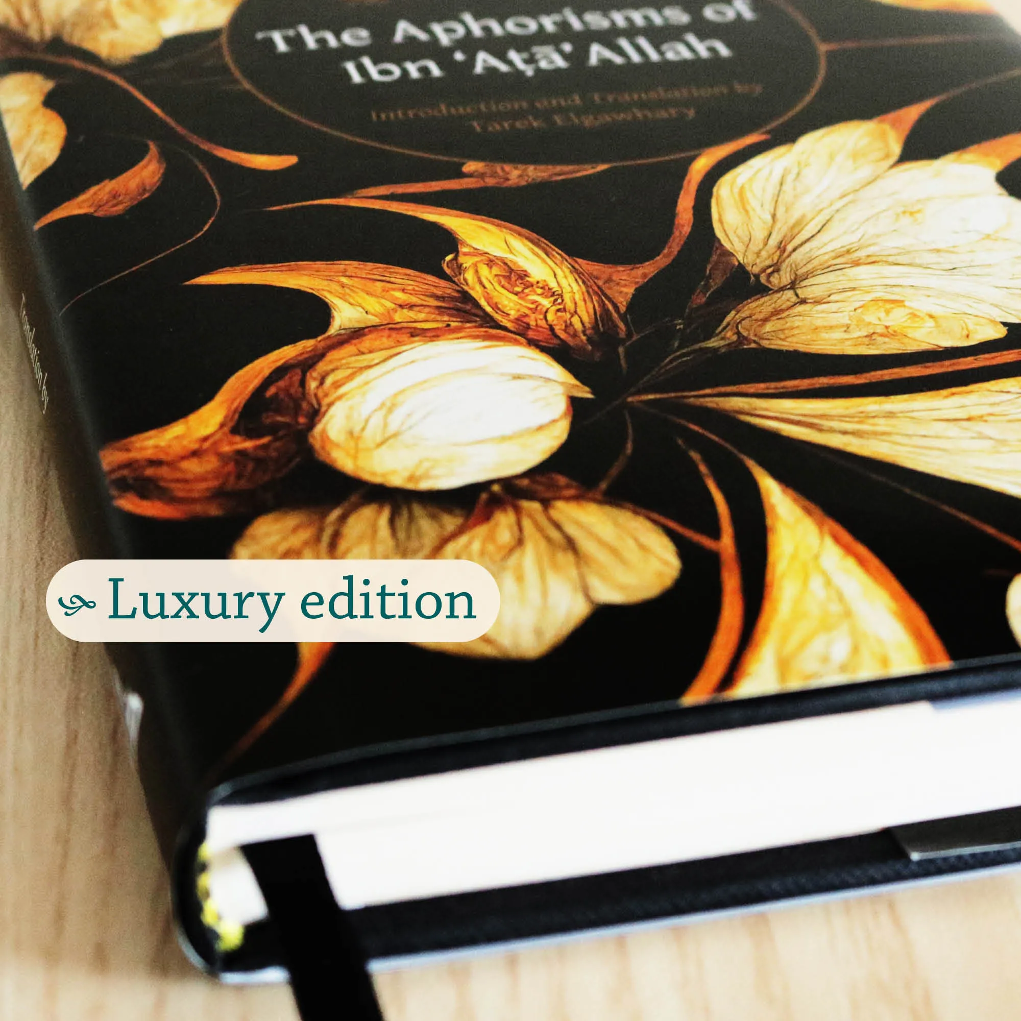 Front cover close up of The Aphorisms of Ibn ‘Ata’ Allah by Tarek Elgawhary. The Hikam English translation by Ta-Ha Publishers
