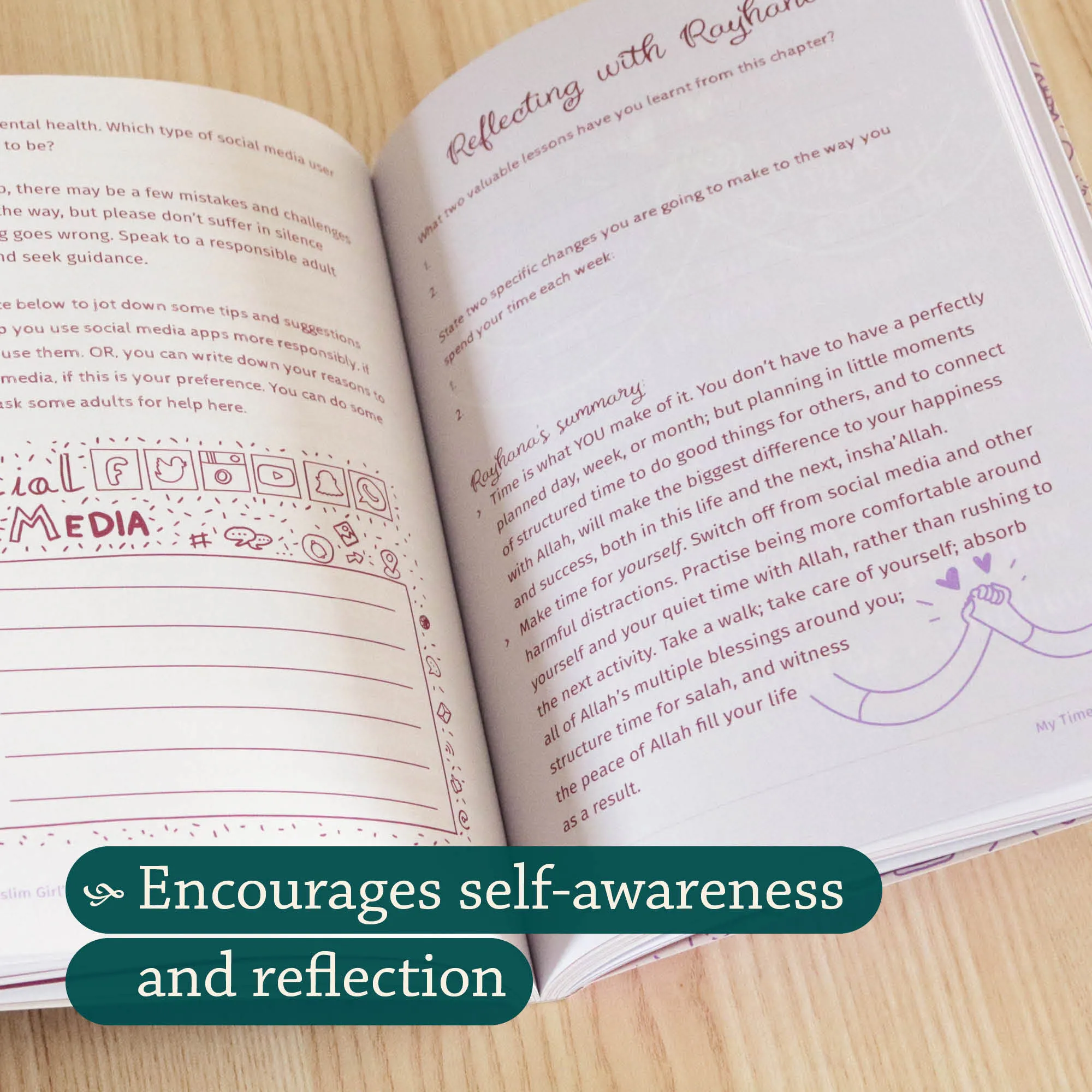 Inside Page Reflection of A Muslim Girl’s Journal to Life’s Big Changes by Rayhana Khan. Pre-teen girls’ Islamic journal by Ta-Ha Publishers