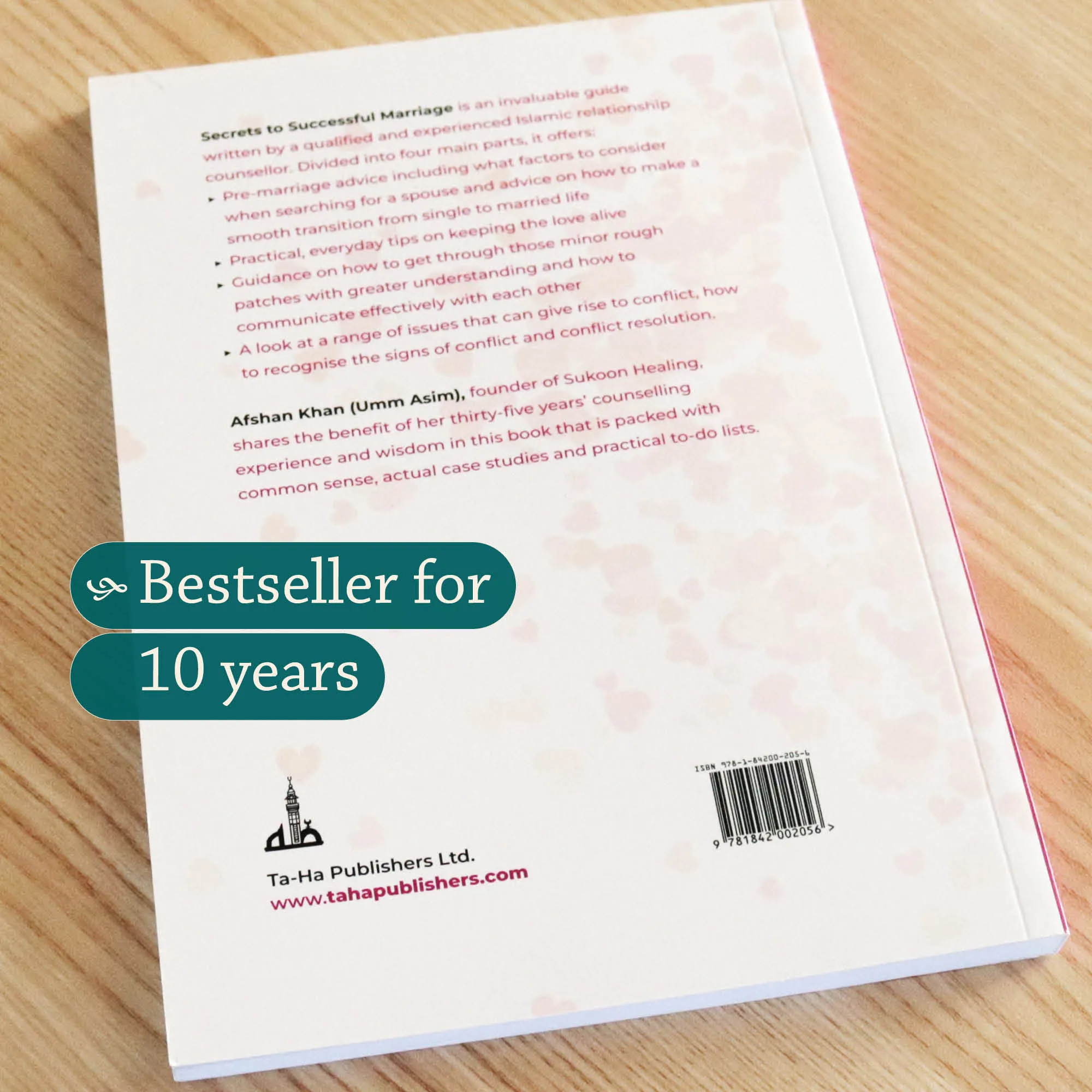 Back Cover of Secrets to Successful Marriage by Afshan Khan. Islamic marriage guide by Ta-Ha Publishers