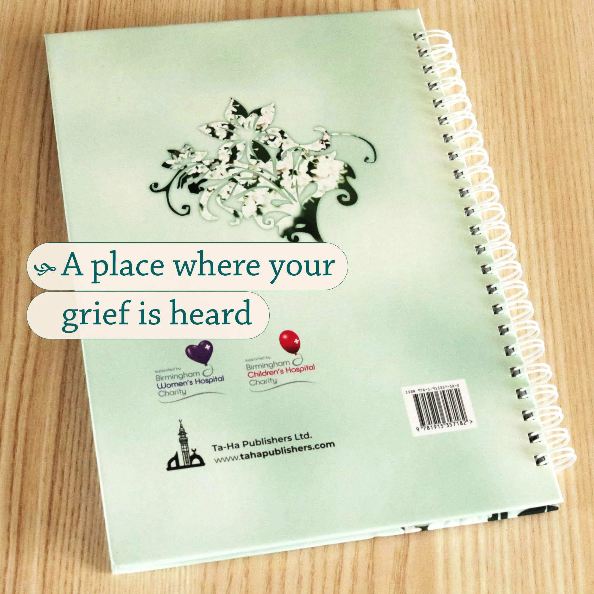 Back cover of A Guided Journal for the Bereaved Muslim Parent by Zamir Hussain. Islamic child loss journal by Ta-Ha Publishers