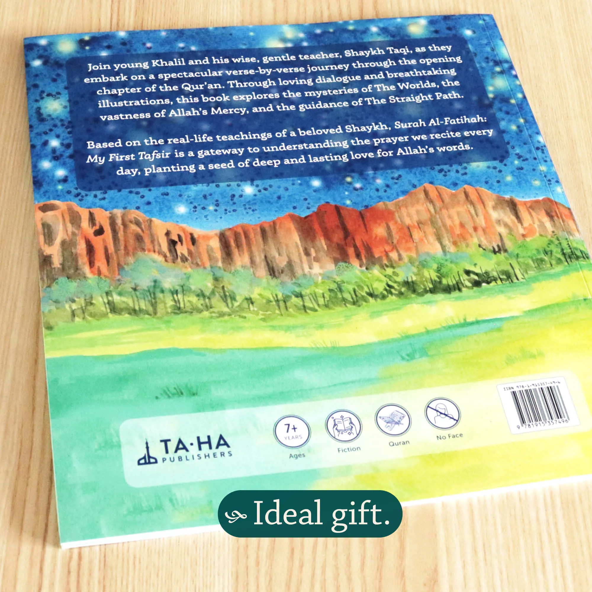 Back Cover of Surah Al-Fatihah by Faisal Malik. Children’s Fatihah tafsir by Ta-Ha Publishers
