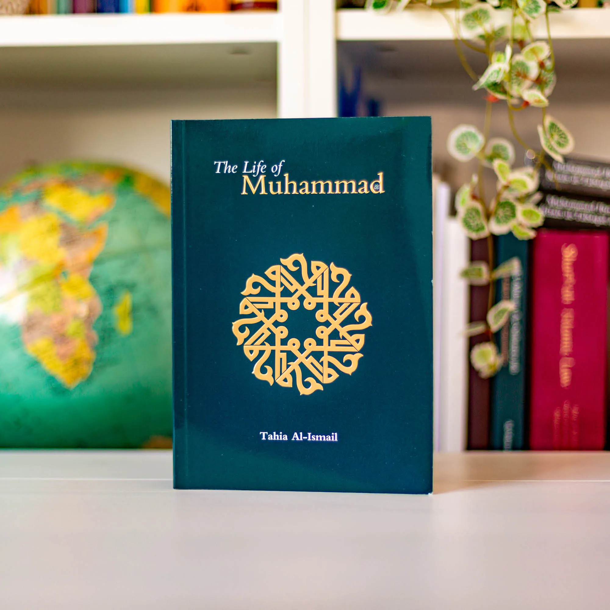 Upright book in library of The Life of Muhammad by Tahia Al-Ismail. Gentle seerah for teens by Ta-Ha Publishers